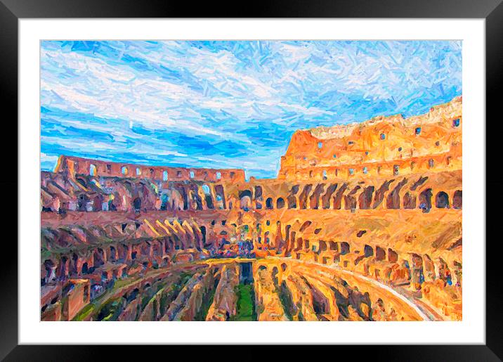Rome Colosseum Digital Painting Framed Mounted Print by Antony McAulay