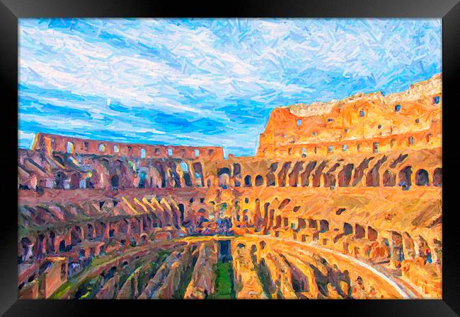 Rome Colosseum Digital Painting Framed Print by Antony McAulay