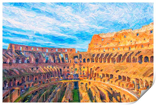 Rome Colosseum Digital Painting Print by Antony McAulay