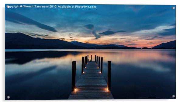  Ashness Landing at Sunset. Derwentwater. Lake Dis Acrylic by Stewart Sanderson