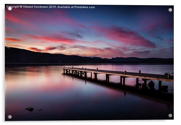  Sunset over Windermere from Millerground Landing Acrylic by Stewart Sanderson