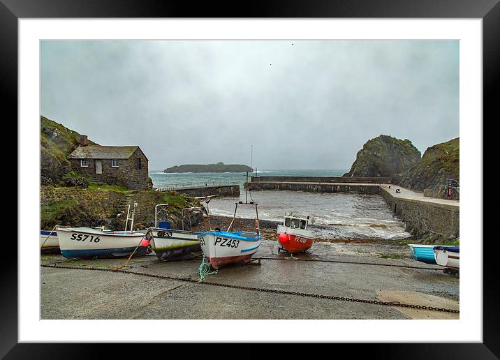  Mullion Cove Harbour Framed Mounted Print by Brian Roscorla