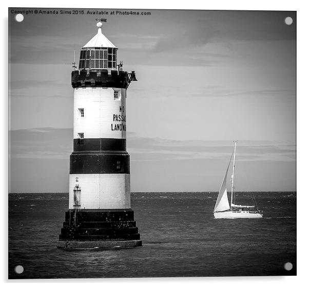   Trwyn Du Lighthouse Acrylic by Amanda Sims
