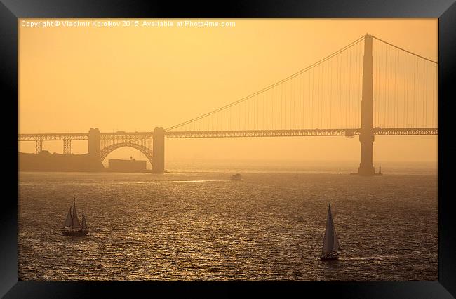  Sunset at Golden Gate Bridge Framed Print by Vladimir Korolkov