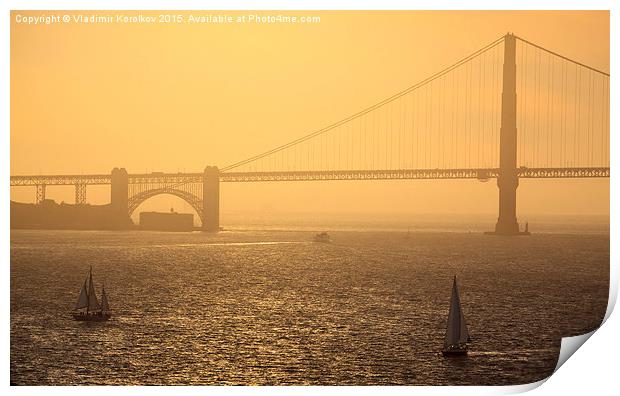  Sunset at Golden Gate Bridge Print by Vladimir Korolkov
