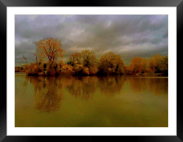  Autumn morning scene over the lake in Rickmanswor Framed Mounted Print by Sue Bottomley