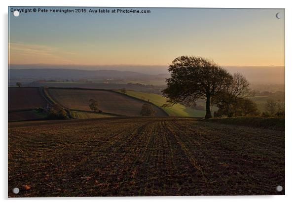 Exe valley from Bidwell Cross Acrylic by Pete Hemington