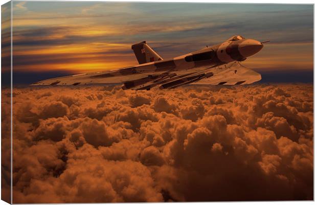  Vulcan Bomber XH558 sunset Canvas Print by Oxon Images