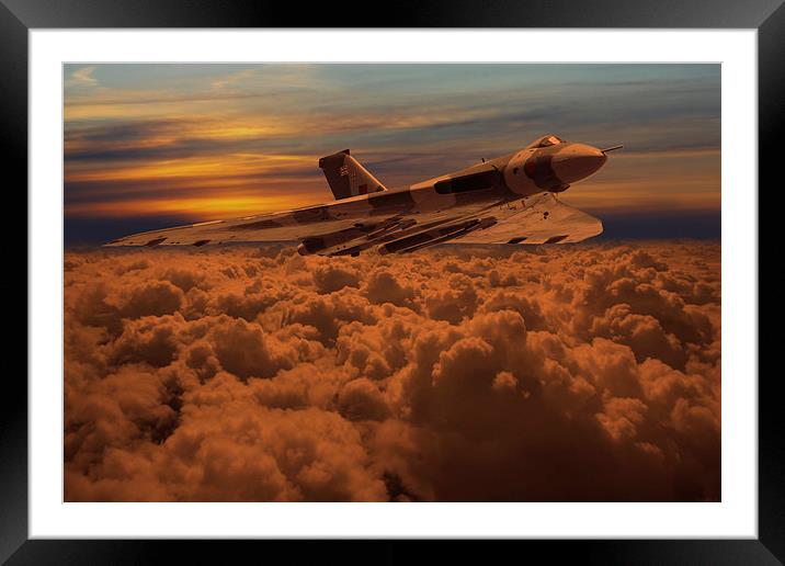  Vulcan Bomber XH558 sunset Framed Mounted Print by Oxon Images