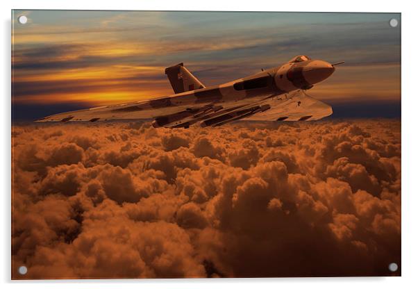  Vulcan Bomber XH558 sunset Acrylic by Oxon Images