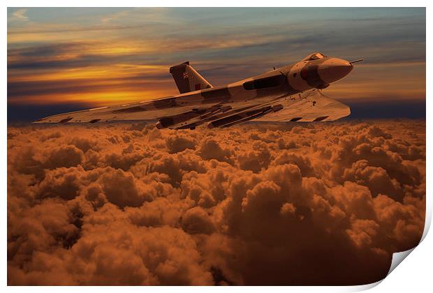  Vulcan Bomber XH558 sunset Print by Oxon Images