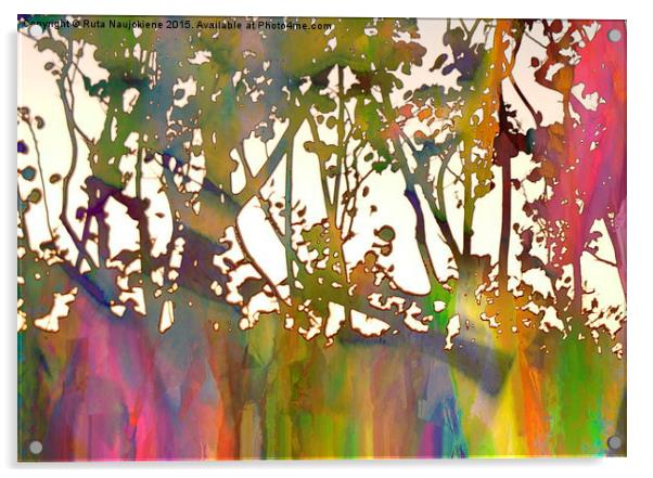 Rainbow Trees Acrylic by Ruta Naujokiene