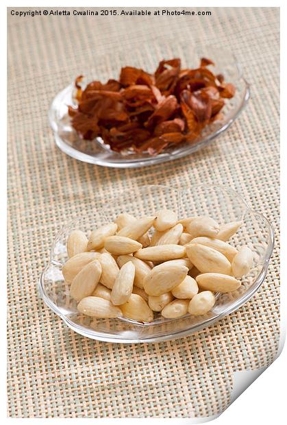 Blanched almonds snack Print by Arletta Cwalina