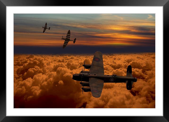  Sunset Spitfire escort Framed Mounted Print by Oxon Images