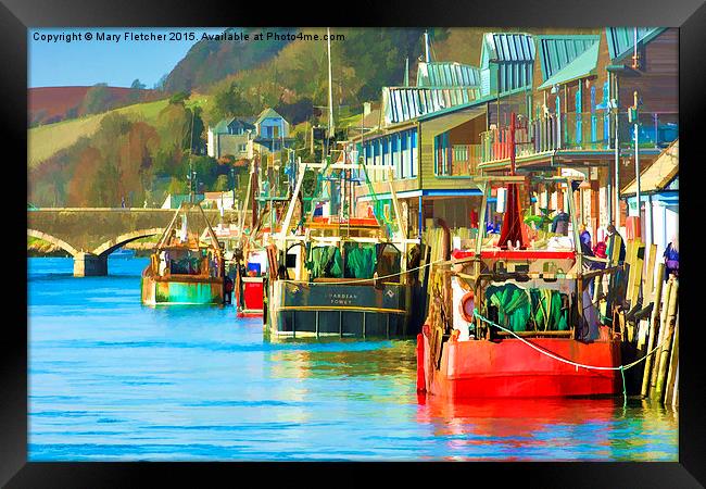  Colourful Fishing Boats at Looe Framed Print by Mary Fletcher