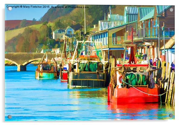  Colourful Fishing Boats at Looe Acrylic by Mary Fletcher