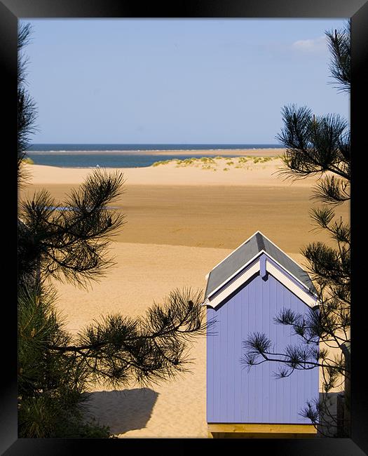 The Other Side, Beach Hut & View of Wells Beach Framed Print by Johanna Garlike