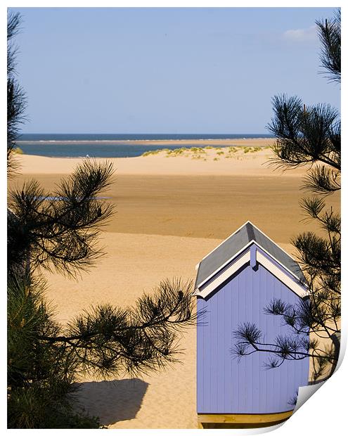 The Other Side, Beach Hut & View of Wells Beach Print by Johanna Garlike