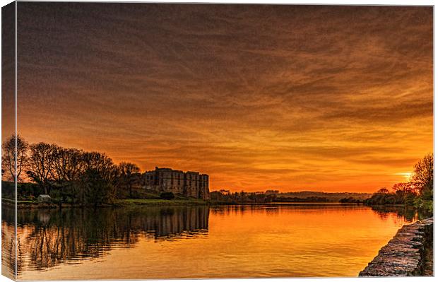 Carew Castle At Sunset Canvas Print by Steve Purnell