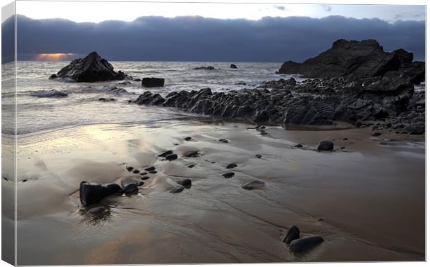 Sandymouth Sunset Canvas Print by Mike Gorton