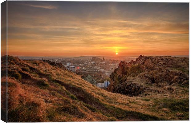  Sunset from the Crags, Edinburgh Canvas Print by Miles Gray