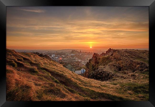  Sunset from the Crags, Edinburgh Framed Print by Miles Gray