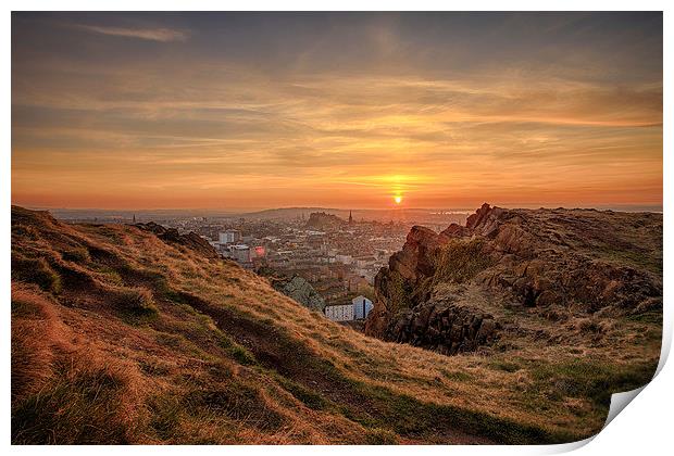  Sunset from the Crags, Edinburgh Print by Miles Gray