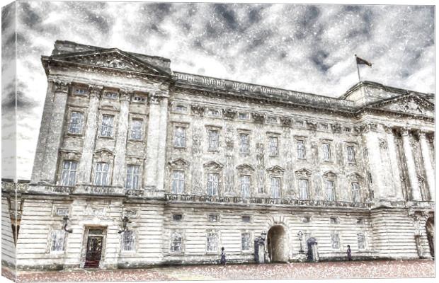 Buckingham Palace London Snow Canvas Print by David Pyatt