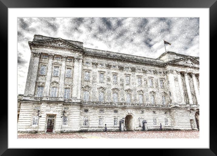 Buckingham Palace London Snow Framed Mounted Print by David Pyatt