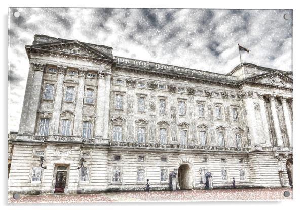 Buckingham Palace London Snow Acrylic by David Pyatt