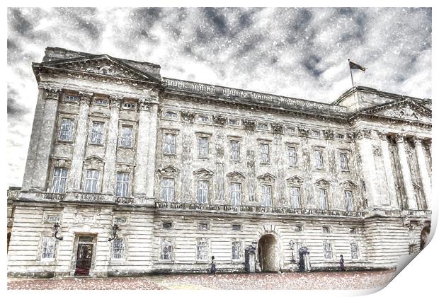 Buckingham Palace London Snow Print by David Pyatt