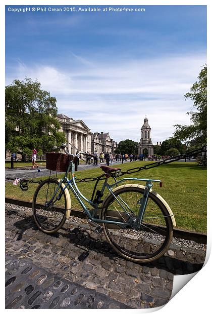  Student bicycle, Trinity College, Dublin Print by Phil Crean