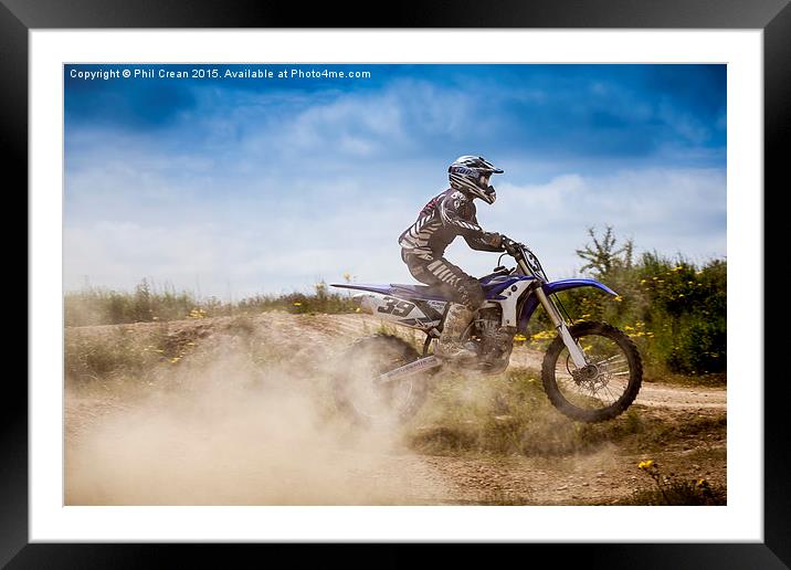  Dusty motocrosser, Ireland Framed Mounted Print by Phil Crean