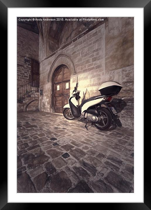  Italy Street Scooter Framed Mounted Print by Andy Anderson
