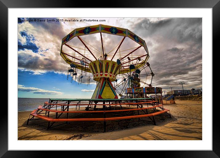 Deserted rides on cleethorpes beach Framed Mounted Print by David Smith