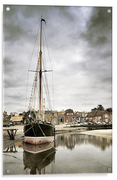 Juno, moored at Blakeney Acrylic by Stephen Mole