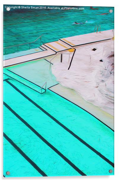  Bondi icebergs swimming pool abstract Acrylic by Sheila Smart