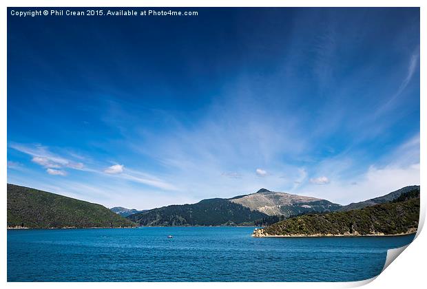  Queen Charlotte sound, New Zealand. Print by Phil Crean