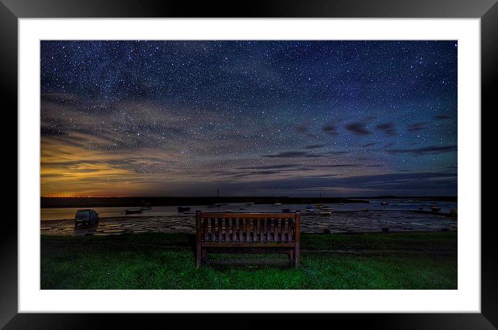  Star watchers bench - Burnham Overy Staithe Framed Mounted Print by Gary Pearson