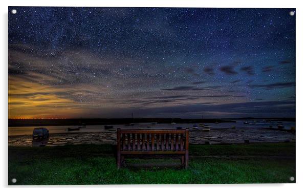  Star watchers bench - Burnham Overy Staithe Acrylic by Gary Pearson