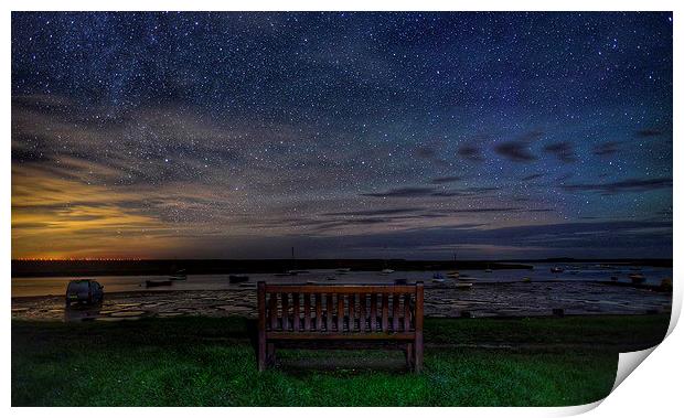  Star watchers bench - Burnham Overy Staithe Print by Gary Pearson