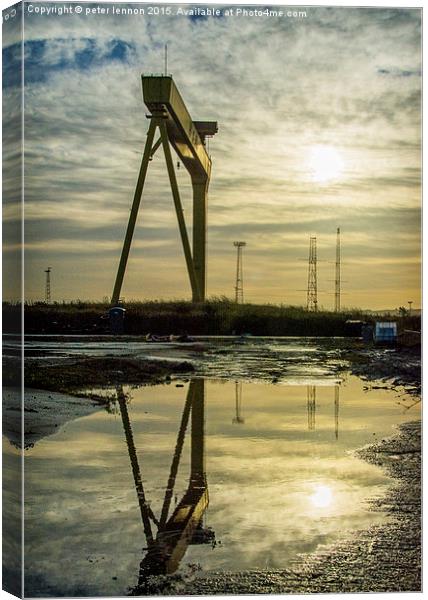 Industrial Autumn Reflection Canvas Print by Peter Lennon