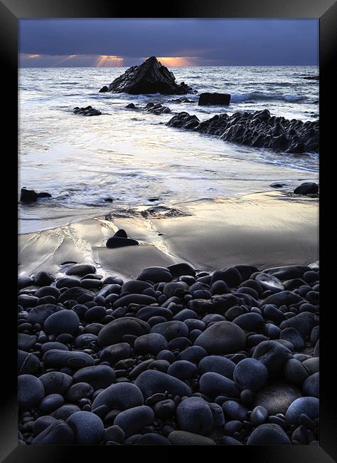 Sandymouth Sunset North Cornwall Framed Print by Mike Gorton