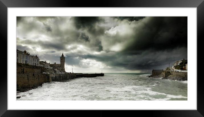 Porthleven Cornwall on a stormy day   Framed Mounted Print by DEREK ROBERTS