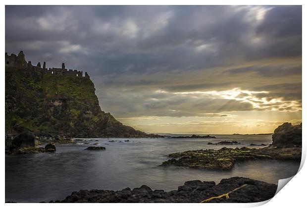  Sunset Dunluce Castle Northern Ireland Print by Chris Curry