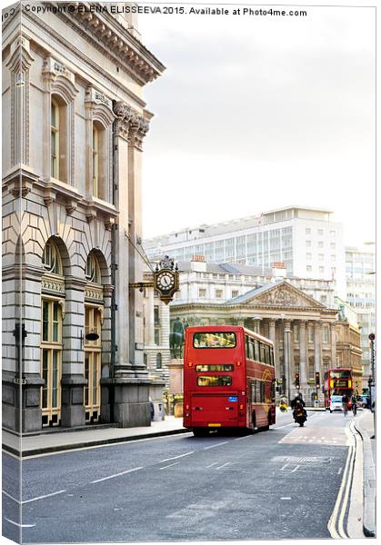 London street with view of Royal Exchange building Canvas Print by ELENA ELISSEEVA