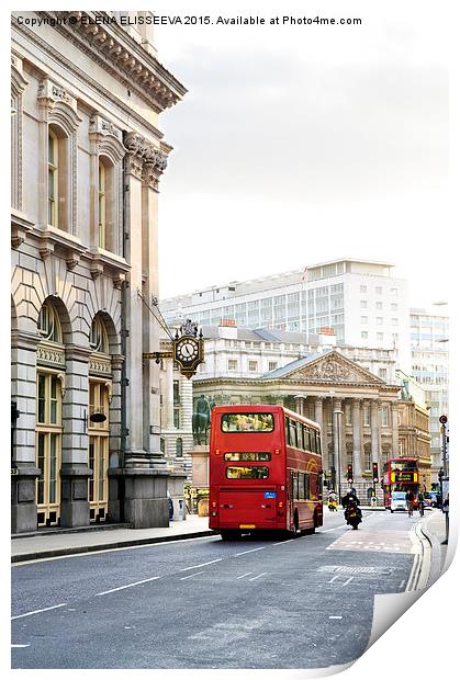 London street with view of Royal Exchange building Print by ELENA ELISSEEVA