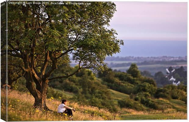 Contemplation on Cissbury Ring, Worthing Canvas Print by Len Brook