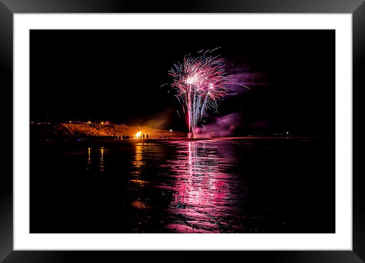  Cresswell Beach Fireworks Framed Mounted Print by Northeast Images