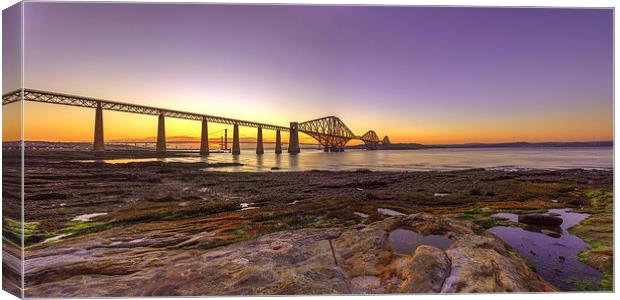  Sunset over the Forth Bridge Canvas Print by Miles Gray